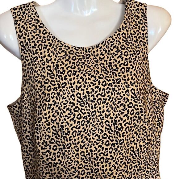 J.Crew Factory Leopard Sheath Dress Size 4 Sleeveless Cotton Lined Workwear - Picture 2 of 7